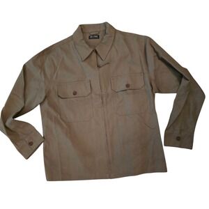 Line of Trade Mens XL Olive Green Full Zip Shirt Jacket Collared Pockets‎